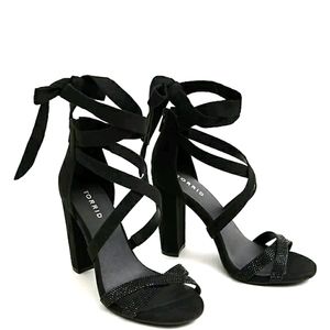 Torrid Faux Suede Embellished Lace Up Heels